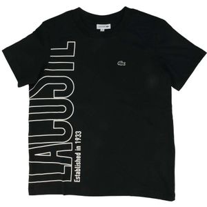 Boy's Lacoste Oversized Logo Cotton Jersey T-Shirt in Black
