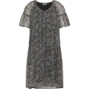 Dreimaster - Jurk - Zwart - Midi-lengte - V-hals - Bloemenprint