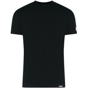 Dsquared2 Pink Icon Box Logo on Sleeve Black Underwear T-Shirt