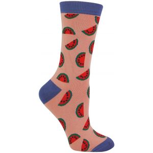 Miss Sparrow - Grappige fruitsokken voor dames - Watermeloen (Roze)