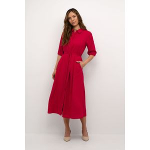 Blousejurk - Effen - Viscose - Knoopsluiting - Kentkraag - Halve Mouw