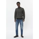 Blauwe gebreide trui met ronde hals