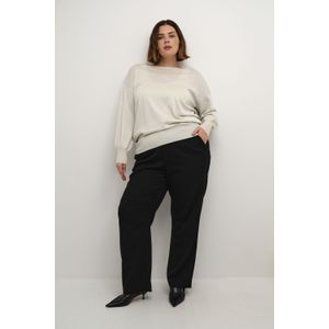 KAFFE - KC Regitta - Trui - Wit - Geribd Ceintuurtje - Lange Mouw