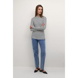 T-shirt met lange mouwen Slim fit Egret/Night Sky Stripe blue white