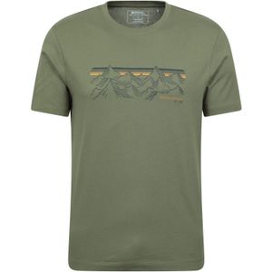 Mountain Warehouse Heren Berg Strepen T-Shirt (Kaki Groen)
