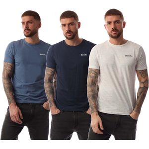 Heren Bench Bognor 3 Pack T-shirt in blauw crème
