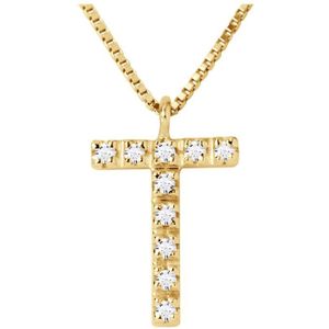 Collar ABC Diamonds 0,05 Cts LETTER ""T"" 18 karaats geel goud