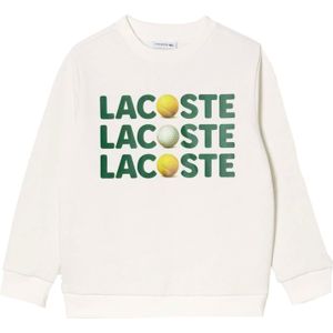 Lacoste Kinder/Kids Bedrukt Fleece Sweatshirt Ronde Hals (Crème)