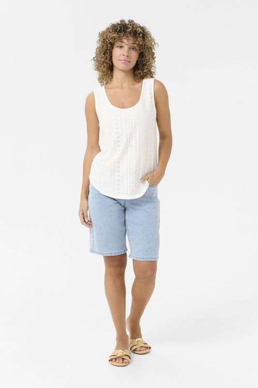 Cream - Crmianna Pointelle Top - Dames - Wit - Polyester