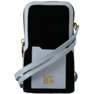 Dolce & Gabbana Blue Velvet Leather Cross Body Card Slot Pocket Hen's Wallet