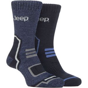 Heren Thermische Wintersokken | Jeep | Dikke Ribbels Design Warme Gebreide Bootsokken | Chunky Performance Sokken - Marineblauw / Blauw