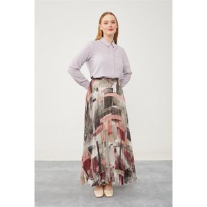 Levidor Mor Abstracte Print Chiffon Rok