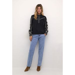 Cream - Blouse 'Gwen' - Beige/Zwart - Wijde Blouse - Lange Mouw