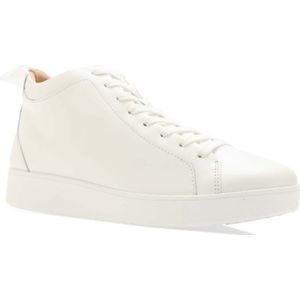 Women's Fit Flop Rally Leather High Top Trainers in Wit