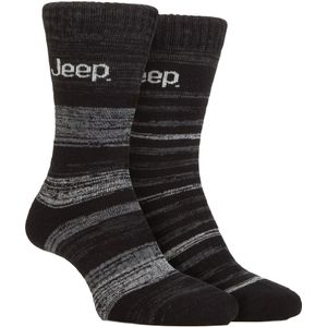 Heren Thermische Wintersokken | Jeep | Dikke Geribbelde Ontwerp Warme Gebreide Bote Socks | Chunky Prestatiesokken - Zwart / Antraciet