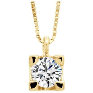 Ketting Diamond Solitaire 0,30 Cts Geel Goud 18 Karaat