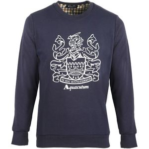 Aquascutum Navy Sweatshirt met groot embleem en ronde hals