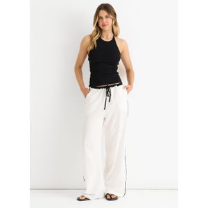 Linnen Contrast Streep Koord Broek