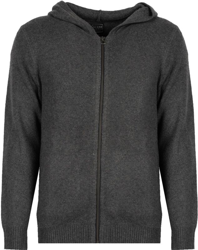 Guess - Hoodie - Grafiet - Kameelhaar Mix - Ritssluiting - Capuchon