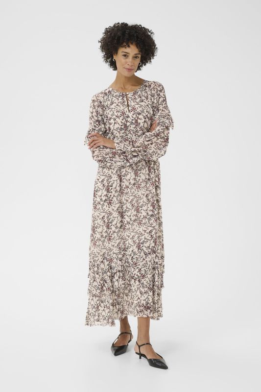 Part Two - Sammi - Jurk - Ecru/Kersrood/Zwart - Bloemenprint - 7/8 Lengte