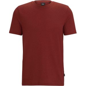 Boss Heren Tiburt Bubble Structuur Jacquard T-Shirt (Bruin)