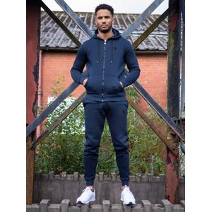 Enzo - Heren Zip Up Hoodie Tracksuit Set - Navy - Trainingspak