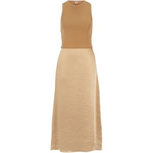 BOSS - Flaurelia - Tricot Jurk - Beige - Slim Fit - Mouwloos