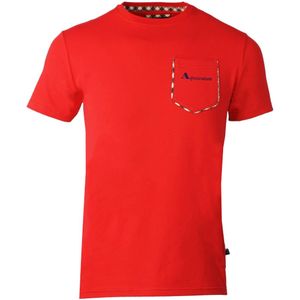 Aquascutum rood T-shirt met geruite zakafwerking