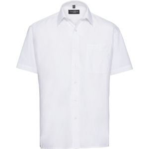 Russell Collection Heren Poplin Easy-Care overhemd met korte mouwen (Wit)