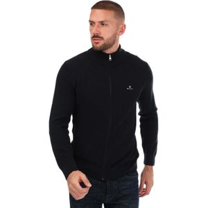 Gant - Herenvest - Navy - Katoen Piqué - Ritssluiting