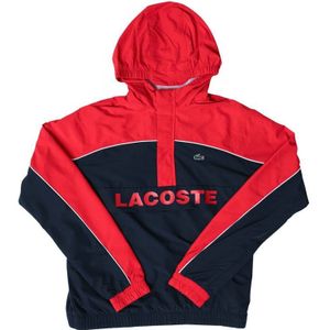 Boy's Lacoste Junior Water-Repellent Windbreaker Jacket in Red navy