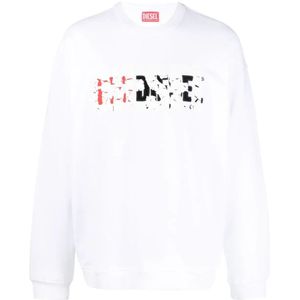 Diesel - Dubbel Vernietigd Logo - Sweatshirt - Wit