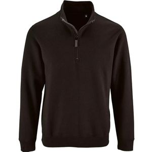 SOLS Heren Stan Contrast Zip Neck Sweatshirt (Zwart)
