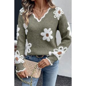 Bloemen V-hals Trui