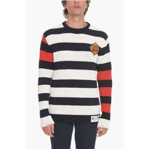 Luifel gestreepte EMBLEM-trui met patch in veelkleurig