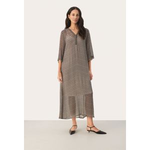 Part Two - Zwarte Zigzag Print Maxi Jurk - Veelkleurig - Viscose