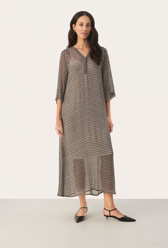 Part Two - Zwarte Zigzag Print Maxi Jurk - Veelkleurig - Viscose