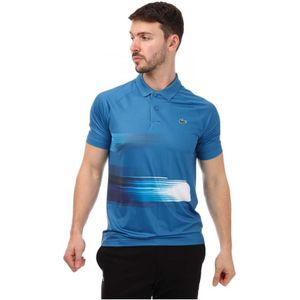Heren Lacoste SPORT Novak Djokovic Print Stretch Poloshirt in Blauw