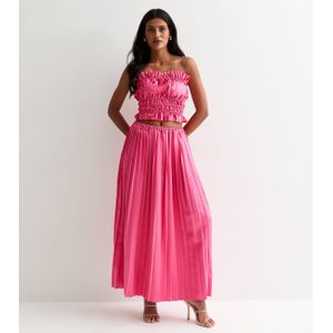 Roze geplooide maxirok