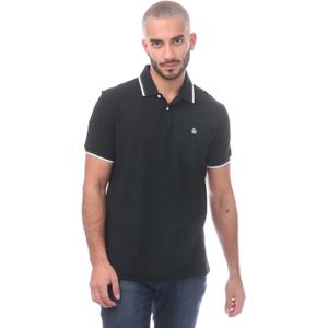 Original Penguin Herenpolo met piqué streepjes (Zwart)