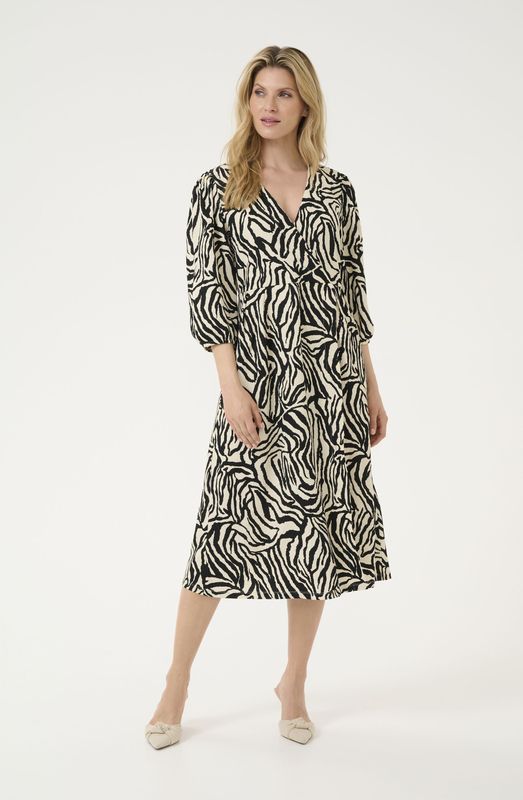 Kaffe Jurk 'Katrine'  ecru / zwart
