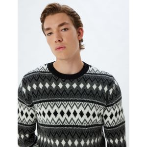 Koton - Trui - Antraciet / Wit - Knitwear - Lange Mouw