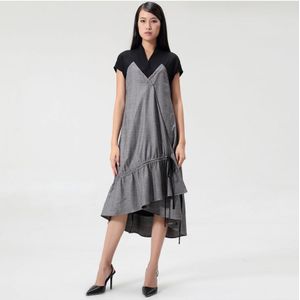 Bi-materiaal A-Line Check Dress