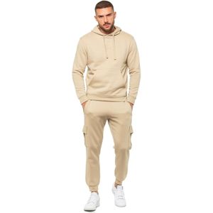 Enzo - Pullover Hoodie Tracksuit Set - Stone