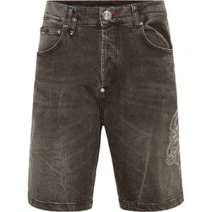 Philipp Plein - Korte Broeken - Grijs - Denim - Formentera Studs