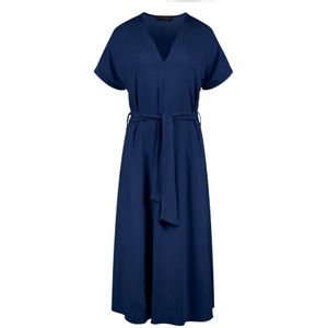 Blauwe Jersey Midi-jurk Met Riem - Maat XL