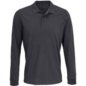 SOLS Unisex Prime Pique Polo voor volwassenen met lange mouwen (Donkergrijs)
