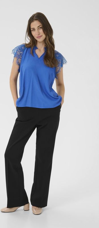 Blouse - Blauw - CRNola - Korte Mouwen - Straight Fit
