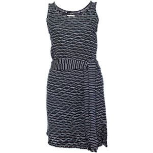 Blauwe en witte wikkeljurk