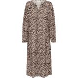 Jerseyjurken - Midi Lengte - Lange Mouwen - 70% Viscose, 30% Linnen